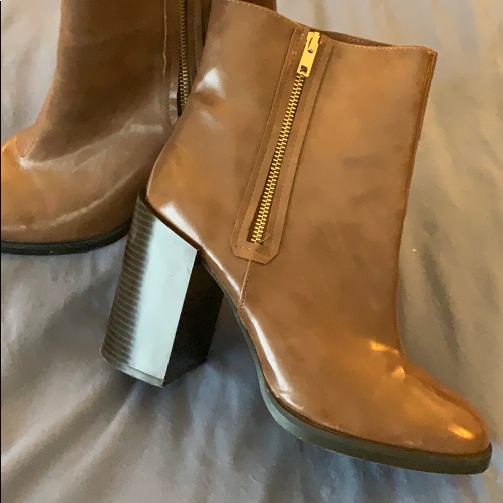 Brown heeled booties